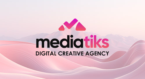 Mediatiks logo with tagline “Digital Creative Agency” displayed over a modern pink gradient background, symbolizing creativity, innovation, and digital design excellence.