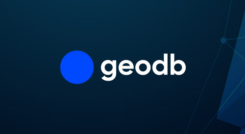 GeoDB logo on a dark blue gradient background, symbolizing advanced geolocation data technology, blockchain integration, and spatial data intelligence solutions.