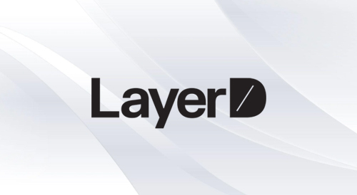 LayerD logo displayed on a clean white abstract background, representing a modern data technology or blockchain platform focused on secure, transparent, and scalable digital solutions.